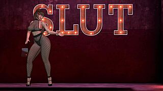 Alexxa Flux在渔网袜中表演独舞，大奶子还在学动漫风格的动作