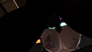 In Second Life, uomo nero con cazzo grosso incontra donna latina. La scopa nel nightclub.