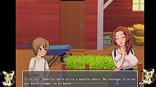 Úžasná hentai hra Denní život na venkově -Español- Špehování koupelnového prdele a velkých koz Herrera v části 4!