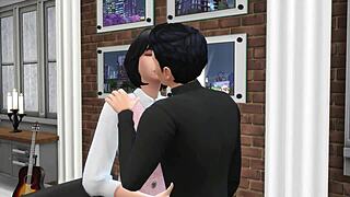 Geile Freundin träumt von Pornstar-Leben in Sims 4 3D-Animation. Süße Babe wird wild mit Sperma.