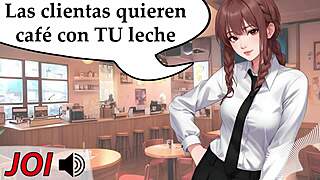 Quickie non-stop di kafe seksual dengan instruksi JOI hentai dalam bahasa Spanyol. Keluar dengan roleplay futanari