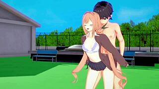 Эй, глянь, первый раз Каране секс на крыше с той блондинкой в хентае 100 Kanojo 😏