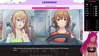 VTuber淫荡猫玩公路之花第二部分，带可爱游戏转折动漫风格。