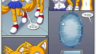 קריאת קומיקס פורנו סוניק עם סצנות זיון עזות לאורך כל הדרך.