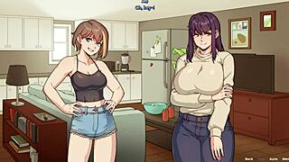 Amy teases Chloe into a wild futanari session in hentai game.