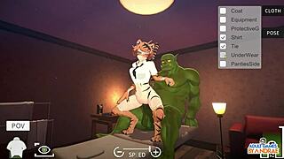 Валери се суочава са орковим масивним курцем у сцени са прскањем сперме, јебањем у дупе, BDSM манга матур аниме