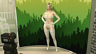 Nygift kone i brudekjole kneppet under fotosession ved siden af cuckold mand