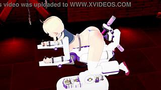 аниме хентай девчонка едет на машинке дилдо в диком 3D сессии с игрушками