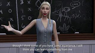 Utangaç adam sıcak sarışın öğretmeni misyoner ve köpek pozisyonunda sınıfta sikiyor 3D animasyon!