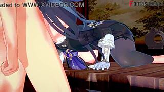 哇，Clorinde的Ahegao脸在幻想POV漫画场景中激烈做爱！