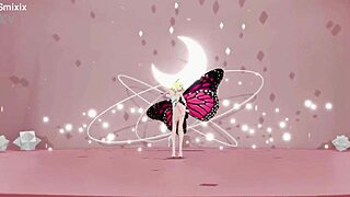 금발 미쿠가 옷 입고 춤추며 벗고 몬스터 자지 크림파이 받는 3D 헨타이