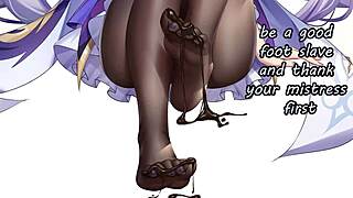 그냥 애니 발 JOI로 쉬고 있어, 케칭의 페미돔 에징