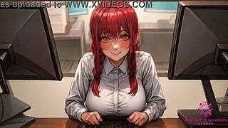 krásná kolegyně s velkými prsama dráždit spršku u stolu