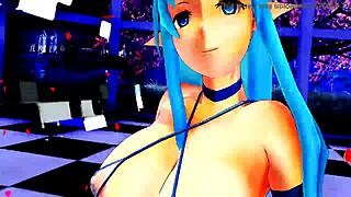 תראו את הבחורה האנימה רוקדת חצי עירומה בריקוד פרוע ומפתה