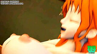 نامي تُضرب بقوة من لوفي في أكشن وان بيس عنيف مع صدر كبير وإفراغ داخلي