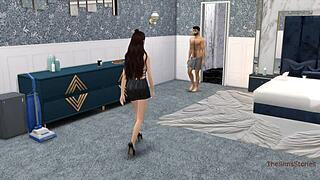 धोखेबाज़ बीवी होटल में हेंटाई रोलप्ले के लिए मेड को लुभाती है। ब्लॉन्ड लेडी मास्टर को सेक्सी मेलडॉम सीन में सबमिट करती है।