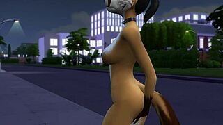 Bad fox turns into public slut under open sky