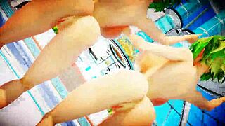 Двойной Гуми наклоняется в твёрк танце в горячем лесбийском хентай шоу