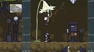 花巫女场景第13部分：游戏精灵动作变得狂野，双性人热辣！