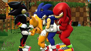 Соник оргия взрывается дикой групповой акцией!