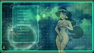 Roșcată face mângâiere manuală răufăcătorului extraterestru Daxter în anime