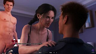 아들, 일본 헨타이 게임에서 가슴 큰 스텝맘과 친구 엿보다, 미묘한 그룹 긴장