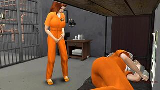 Lesbičky říkají pojďme se stříhat v vězení, zatímco policista masturbuje a sleduje nás