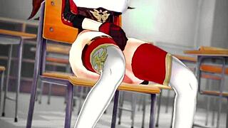 Se meg mens Amber onanerer store pupper og rumpe i Genshin Impact anime