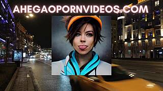 Ахегао курве жуде за свршом у колима у саобраћају са плавим костимима у АСМР-у.