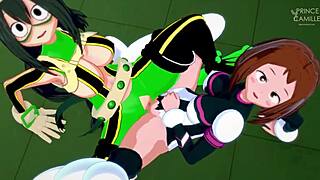 โอ้วว์ โอชาโกะและซุยูเซ็กซี่สุดด้วยท่ากัดเล็บ เลสเบียนวัยรุ่น 18+ ในมายฮีโร่!