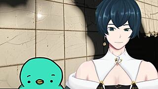 アジアの男たちが欲望を親密なフェラチオとつながりで探求するアニメ物語