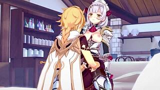 诺艾尔在原神里给埃瑟猛烈操