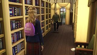 בלונדינית בת 18+ בתולה נהנית ממציצה ומשחק ציצים עם גבר מבוגר בסצנה תלת מימדית במדים