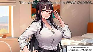 Jol Anai hentai, kde tvoje femdom učitelka trestá dildem a hračkami ve španělském hlase