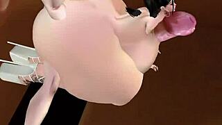 Chlap šuká velkou zadek kurvu s obřím kokotem pro cum a assfucking v hentai anal scéně jako prostitutka