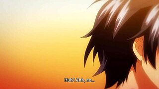 Gutt knytter seg til stesøster mens kjæresten onanerer i denne hentai-scenen med puppeaction