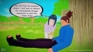 Ador când Hinata Hyuga din Naruto face handjob cu țâțe mari în manga hentai