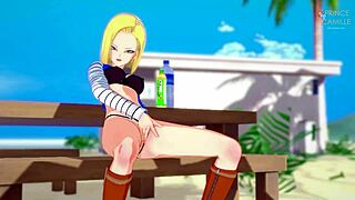 Android 18 divoce masturbuje venku v Dragon Ball Z veřejné scéně!