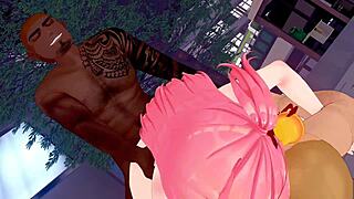 하니와스 미니어처 3D 자연 정원에서 사쿠라 미코와 섹스 후 😏