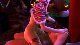 야, 산타 무릎에서 큰 엉덩이 엘프와 애널 액션 준비됐어?