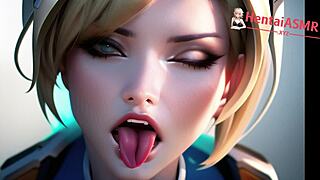 hentai cosplay asmr tells a story of blonde slut in erotic orgasm costumes during anime adventure