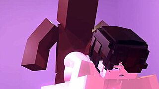 Helen 用大奶子和屁股挑逗，接黑人大鸡巴，在Incredibles Minecraft 动画