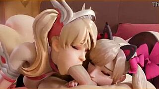 Compilation Overwatch montrant personnages 3D suçant et prenant en levrette style anime