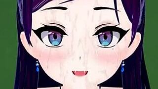 Emocional anime morena sexy sente êxtase montando pau grande até creampie facial