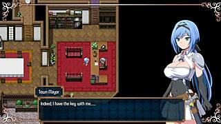 在梦魇骑士第10部分好路线中找到帮主角的老头，如果她穿比基尼，大奶子屁股恋物游戏Hentai。