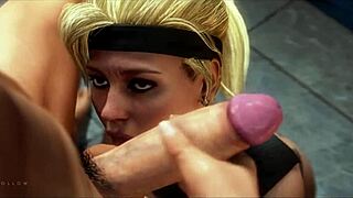 Kombat maduro com Cassie Cage só com detalhes loiros