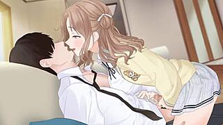 दोपहर में यूनिफॉर्म वाली सेनपाई के साथ क्रीमपाई