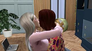 บอสหญิงเลสเบียนเย็ดเลขานุการด้วยไดลโด