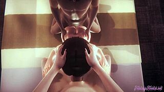 Sarada trojka s pohledem z očí, sprška do pusy a kundy