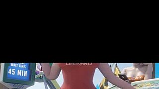 Mercy kot reševalka v cowgirl animaciji v Overwatch 3D